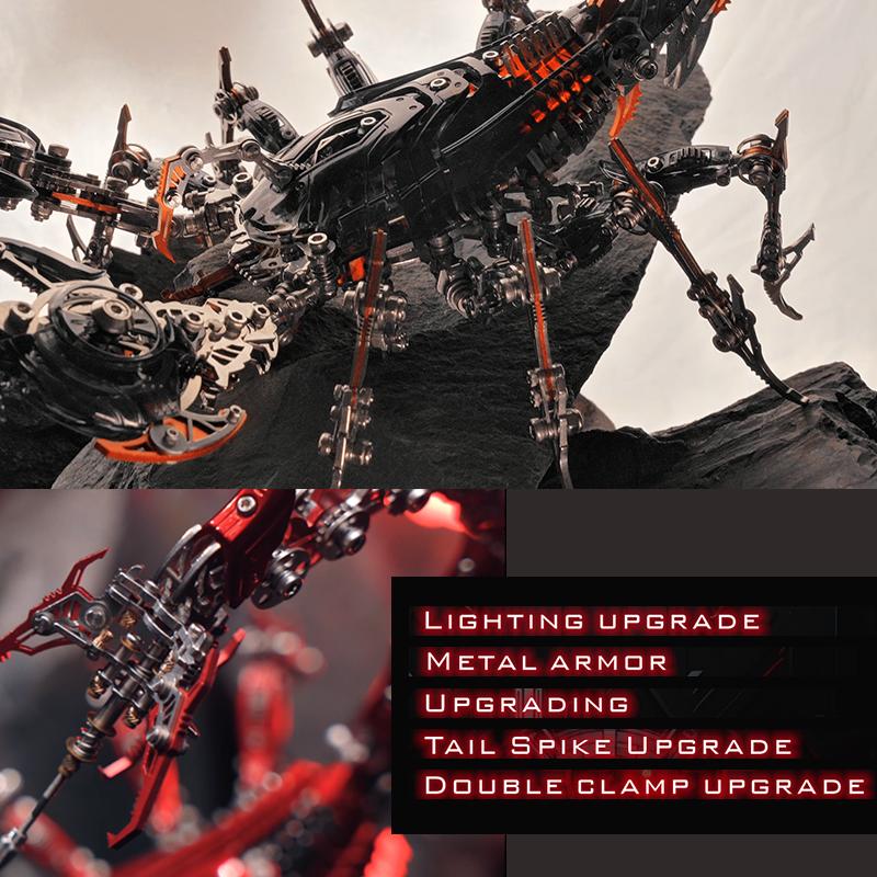 Montagem mecânica de metal DIY Punk 3D inseto escorpião iluminado aço inoxidável kit de modelo de quebra-cabeça para adultos e meninos brinquedos presentes