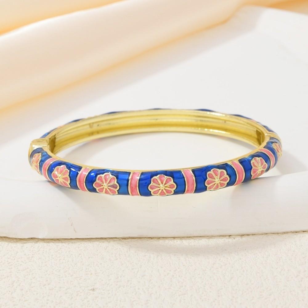 Colorful Vintage Cloisonne Bangle Small Petal Women's Hand Bracelet Chinese Flower Bangle Ladies