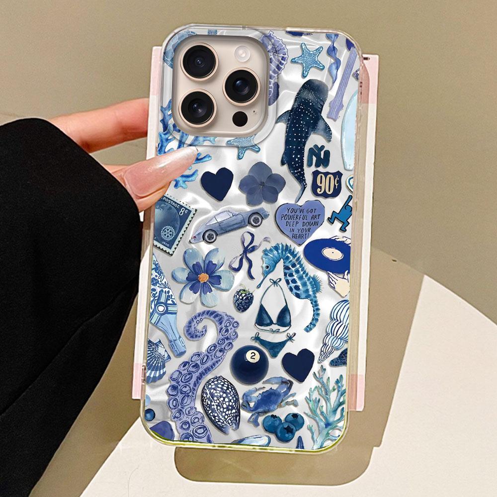 Summer Fruit Sun Face Water Texture Girl Phone Case for Iphone 16 15 14 7 8 Plus 13 11 12 Pro Max X XS XR SE 2022 2020 16e Cover