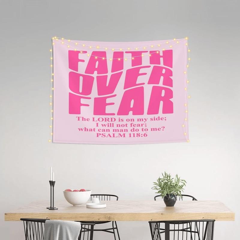 VIKAMA Faith Overcomes Fear Bible Tapestry Simple Inspirational Decoration Cloth Bedhead Study Room Church Room Decoration