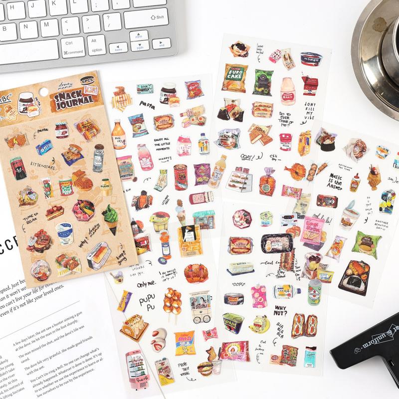 6 pcs Kawaii Cartoon Stickers pack Adhesive DIY Scrapbooking Diary Album Scrapbooking Material Craft Supplies