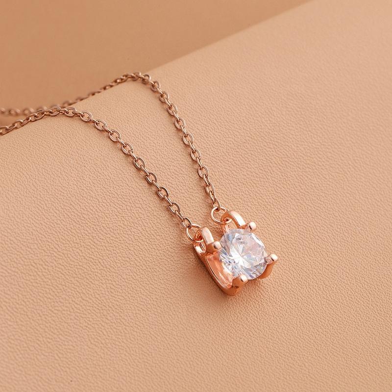 Best Selling Classic Design Geometric Fashion Jewelry Stainless Steel Gold Plated Zircon Pendant Woman Luxury Necklace