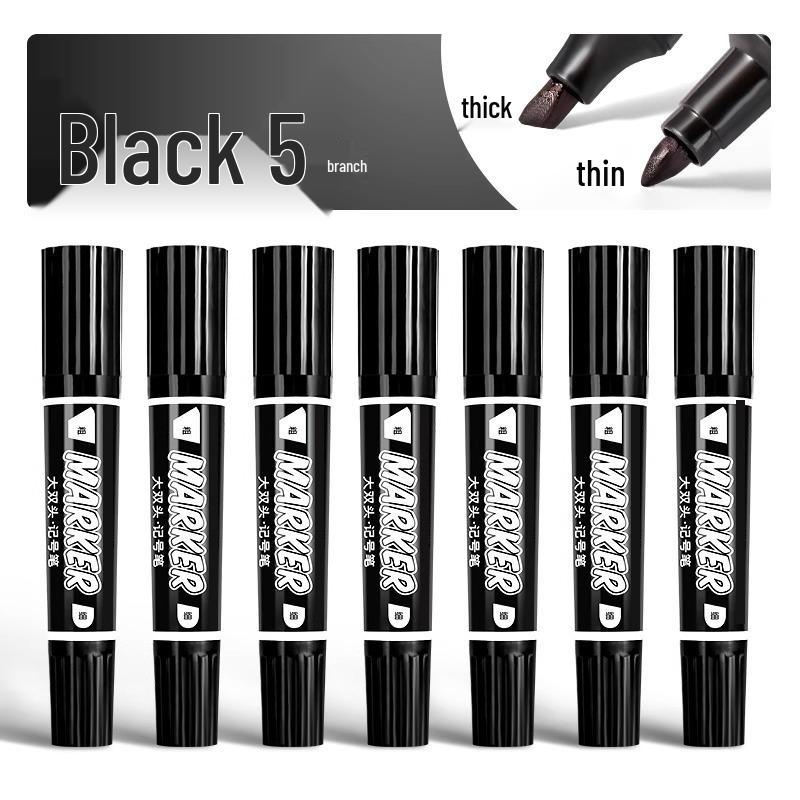 Large Double-Headed Oily Waterproof Marker - Black & Red Broad Tip, Non-Fading, Oil-Proof for Industrial Use