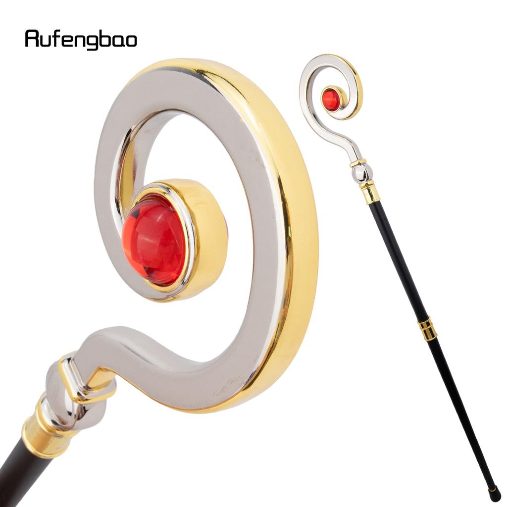 Golden White Hanger Red Diamond Fashion Stick Decorative Cane Elegant Fashion Cane Cosplay Alloy Crosier Vintage Stick 93cm
