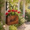 Rustic Metal Handbag Planter with Double-Sided Hello and Welcome Signs, Farmhouse Wall Mount Flower Pot, Vintage Hanging Purse Shaped Succulents