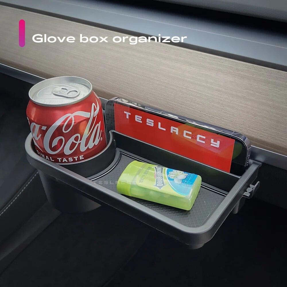 

for Tesla Model 3 Y Glove Box Rack Storage Hook Mini Table Mobile Phone Water Cup Holder Shelf Car Automobile Passenger