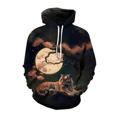 Nouveaux Sweat-shirts de Sport pour Hommes 2023 Impression Paysage Tigre 3D Hauts Complets Manteau Sweat-shirt Ample Pull à Manches Longues à Capuche