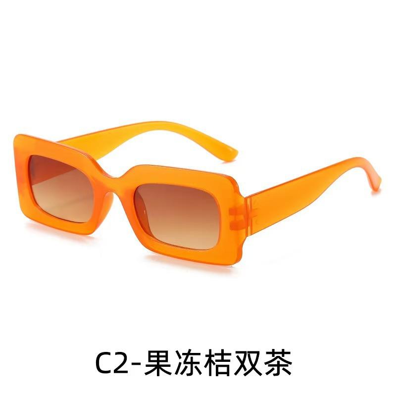 Korean-style Retro Square Jelly-colored Small-frame Sunglasses for Women, Trendy Hip-hop Glasses, Fashionable Internet Celebrity Sunglasses for Men