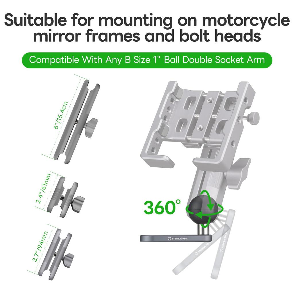 FANAUE Motorcycle Mount Parts Ball Mount Aluminum Mount Part RAM