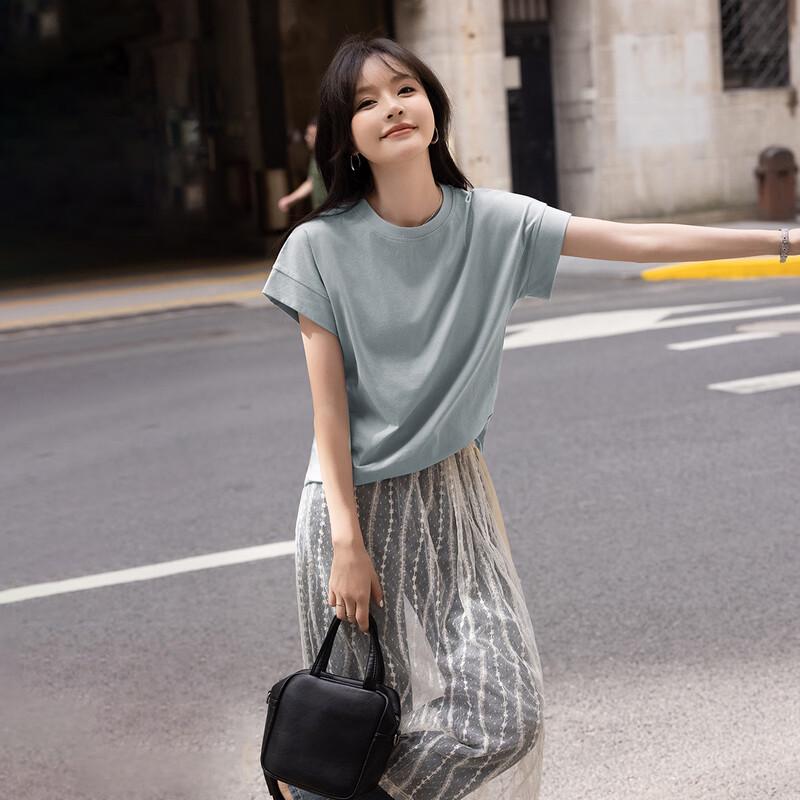 Women's Minimalist Solid Color Short Sleeve T-shirt