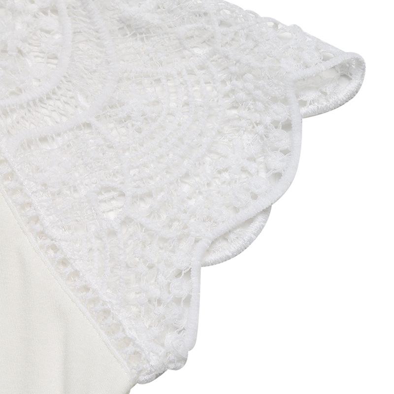 European and American Lace Stitching V-Neck Short Sleeve Top - 2026 Summer Women's Casual Loose T-shirt