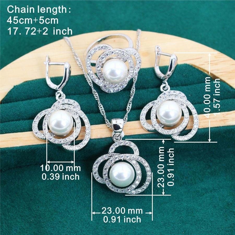European and N Light Luxury Pearl Zircon Inlaid Jewelry Earrings Ring Bracelet Mothers Day Gift
