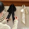 Silk scarf, long strip, high-end sense, retro polka dot neck tie, necktie, versatile streamer, headband, decorative belt.