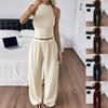 Zweiteiliges Freizeit-Set im europäischen und amerikanischen Stil: Weste und weite Hose für Damen – Frühjahr/Sommer 2026 Kollektion