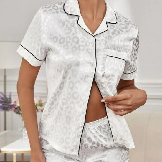 Women's Sexy Print Short-Sleeve Homewear Set - Comfortable Spring/Summer Shorts
