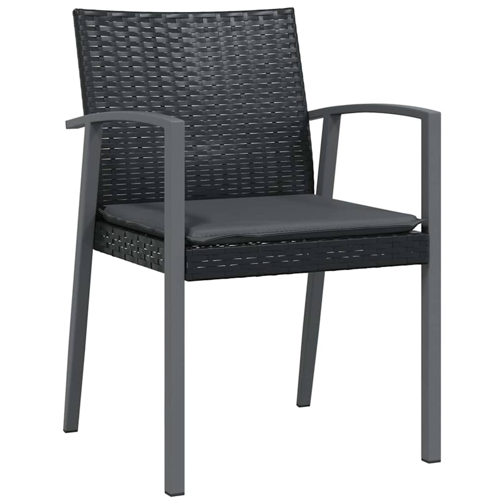 Garden Dining Set 7 pcs Black and Grey PE Rattan
