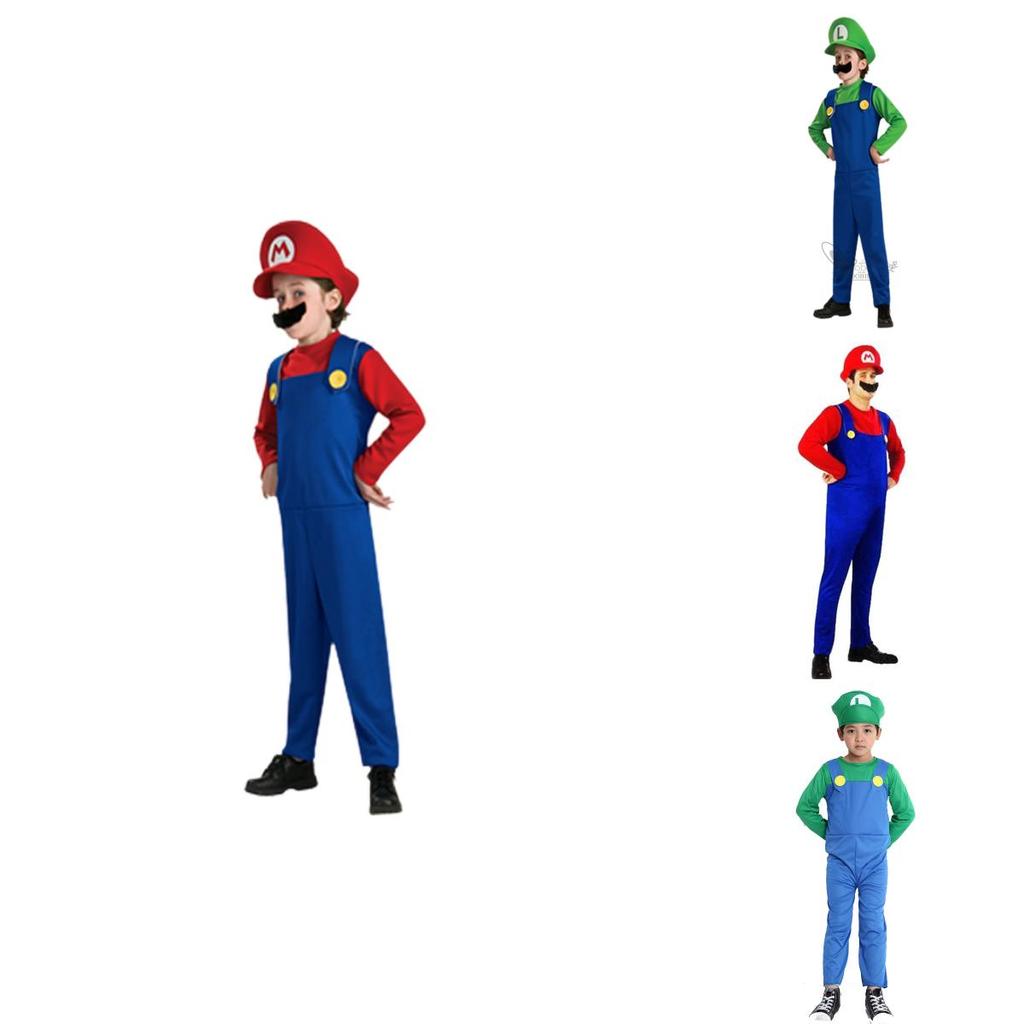 Costume Super Mario Bros Luigi Pour Enfants Et Adultes Robe Cosplay Corps Entier Respirante Avec Une Fabrication Exquise