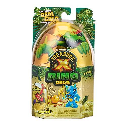 Treasure X Dino Gold Dino Single Pack Open Box Toy Dig and Discover Collectible Dinosaur Figures Find Real Gold Treasure in 8 Levels of Adventure