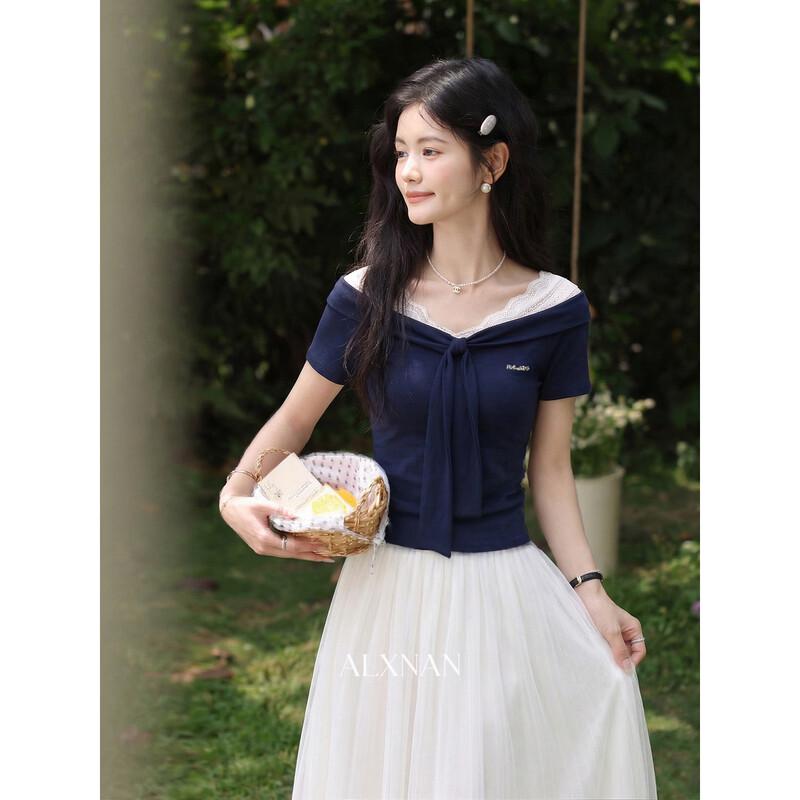 Women s Elegant Short Sleeve Lace Top M