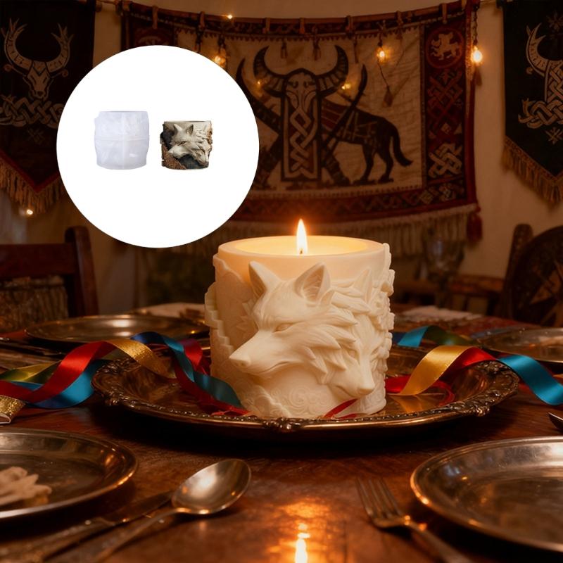 Silicone Wolf Head Embossed Mold Suitable for Resin Planter Candle Holder Crafting Jewelry Making Decorative Container