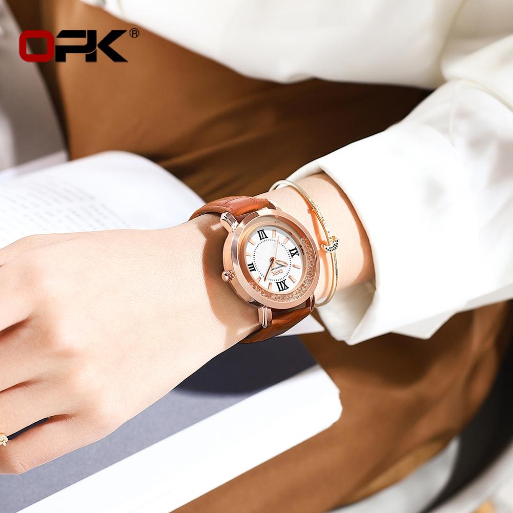 OPK Brand Waterproof Three-Pin Real Nail Scale Ladies Quartz Watch 8611
