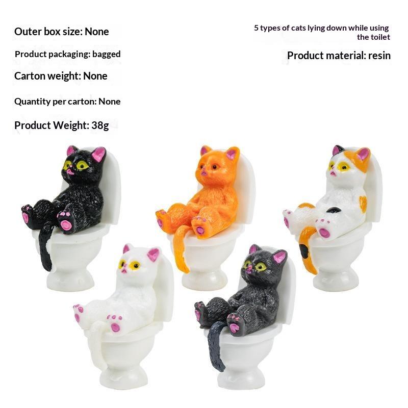 Cute Resin Toilet Cat Figurines 1/4/5 Pcs Multiple Whimsical Styles Funny Animal Statue for Window Sill Decor