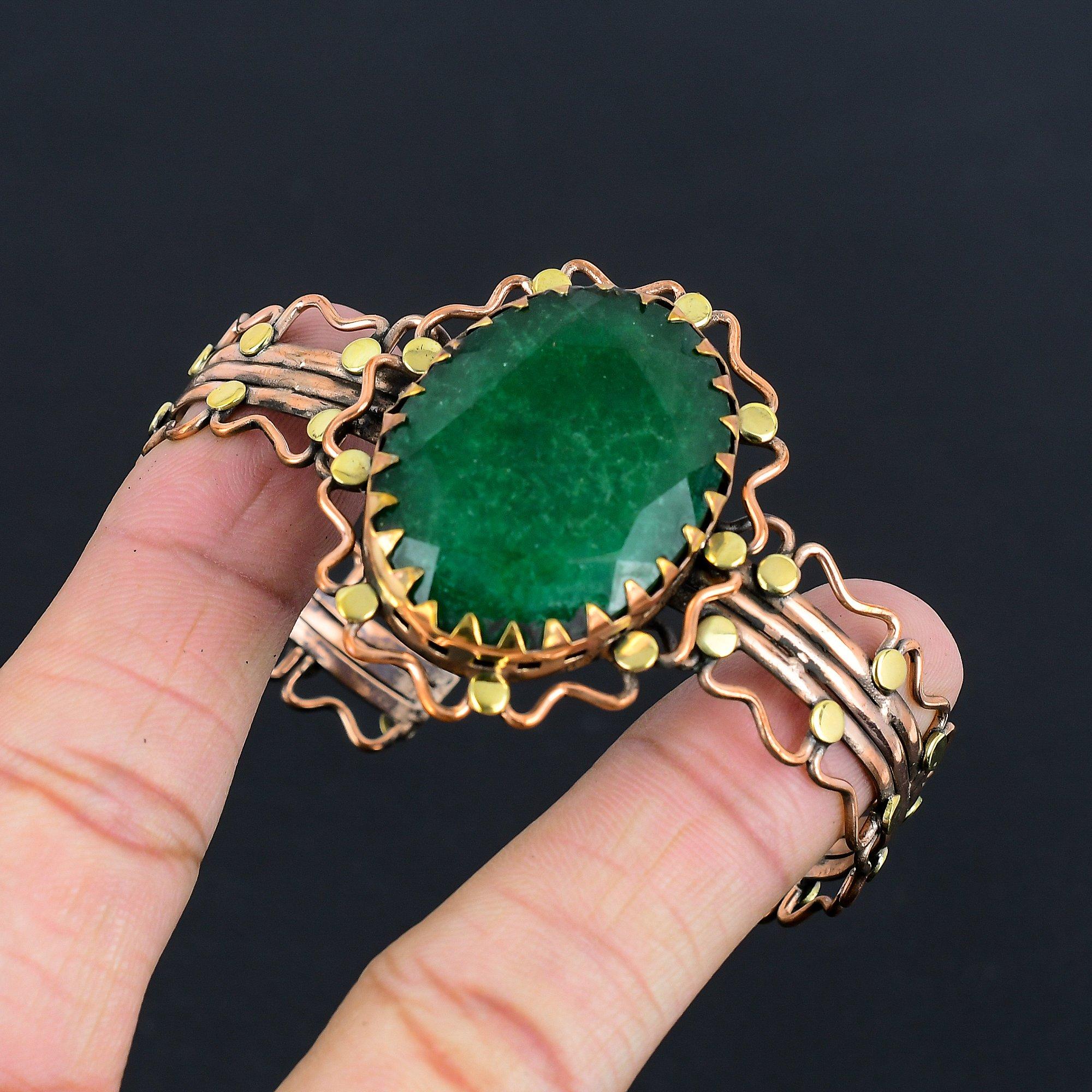 

Изумрудный браслет, 925 пробы браслет из стерлингового серебра с драгоценными камнями, браслет ручной работы, потрясающие украшения, подарок для нее