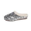 Sequin Baotou Slippers Autumn and Winter New Round Toe Deep Mouth Soft Sole Non-slip Wear-resistant Flat Shoes