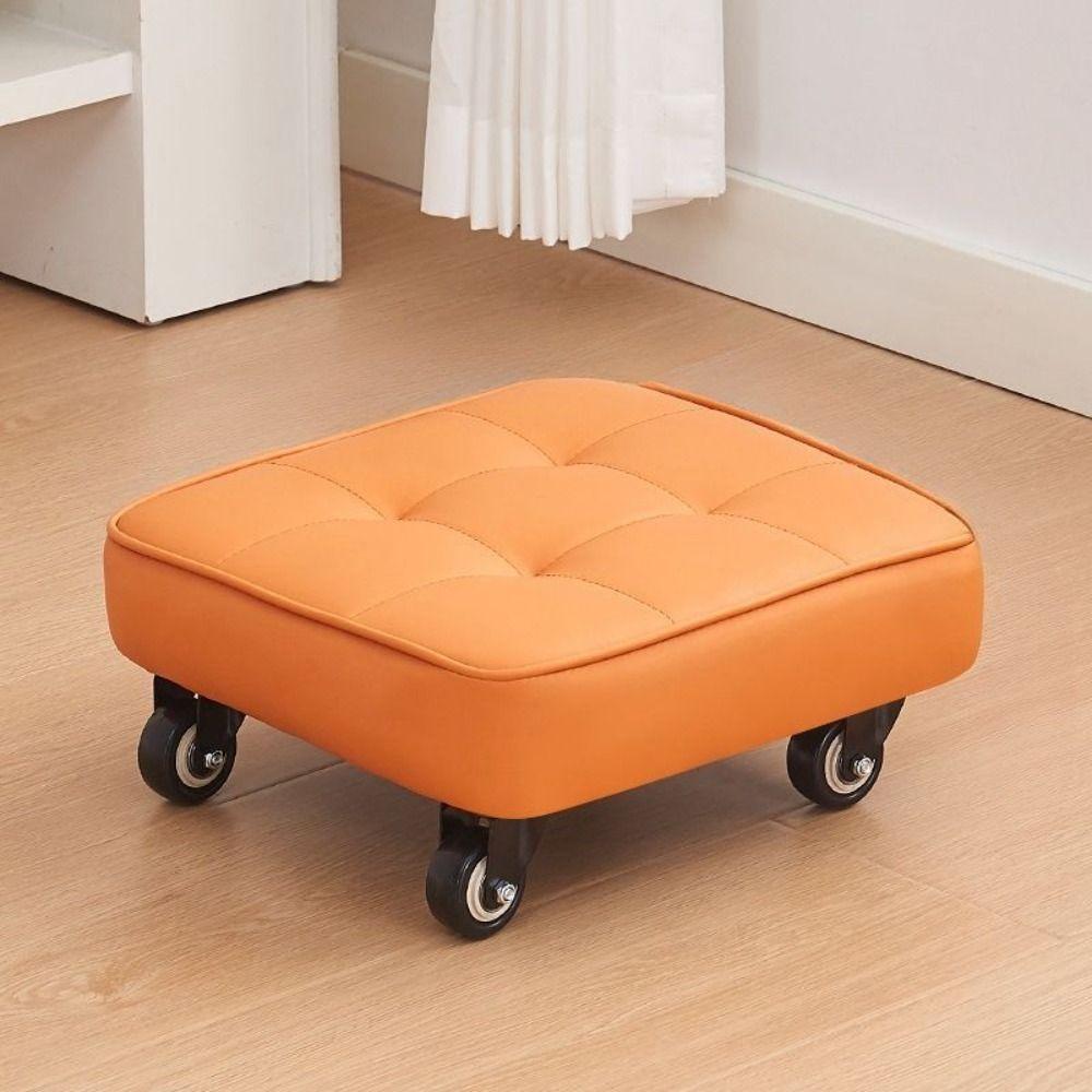 Upholstered Rolling Stool Square Shape Wheeled Short Bench Swivel Caster Stool  Tile Grouting