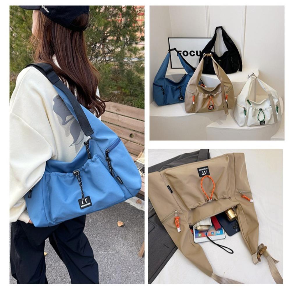 

Korean Style Nylon Shoulder Bag Large Capacity Sports Crossbody Bag Fashion Leisure Gym Bag Unisex синій