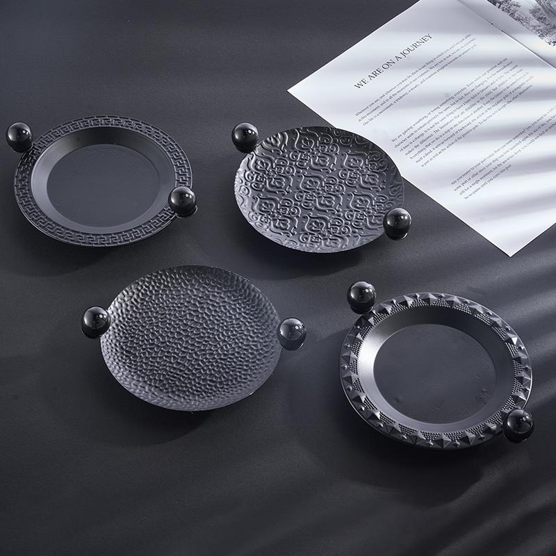 Black and White Square Round Tray