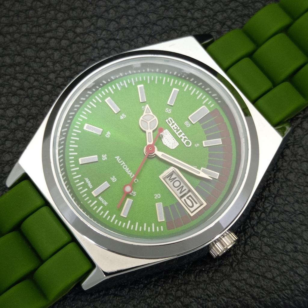 JAPAN VINTAGE REFURBISHED SEIKO 5 AUTOMATIC 6309A MENS GREEN WATCH a440779-4 Sk-a440779