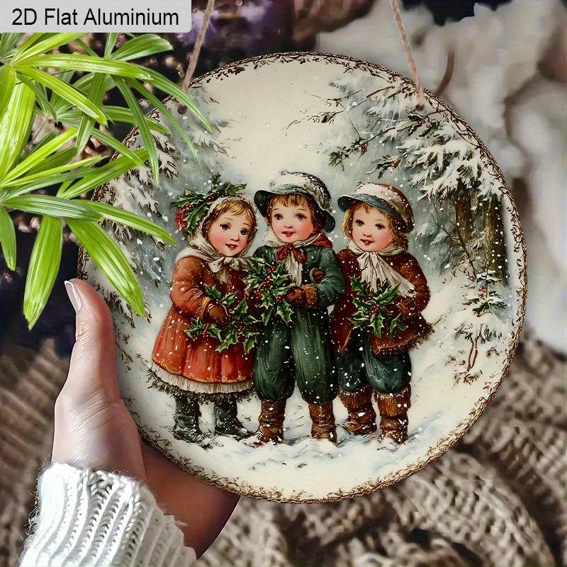 2D Flat Aluminium Christmas Sign - Warm Winter Figurine Ornaments - Ideal for Front Door, Wall, Porch, Window Decor - Ideal Christmas Gift for Friend