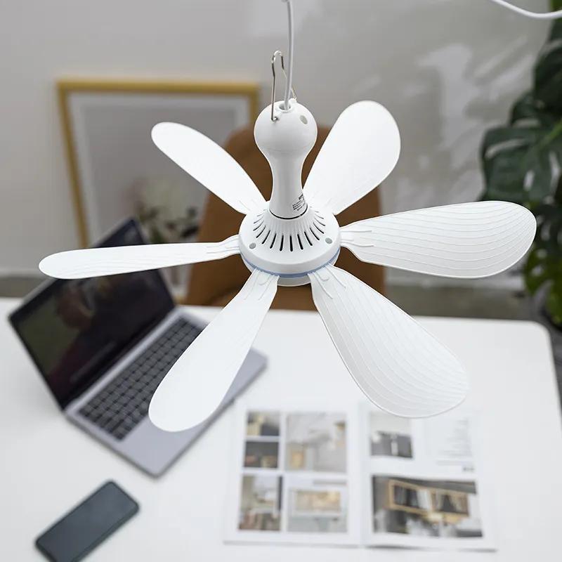 Ventilador de Techo Silencioso con 6 Aspas, Alimentado por USB, con Mando a Distancia, Temporizador, 4 Velocidades, Ventilador Colgante para Camping, Cama, Dormitorio, Tienda de Campaña, Nuevo