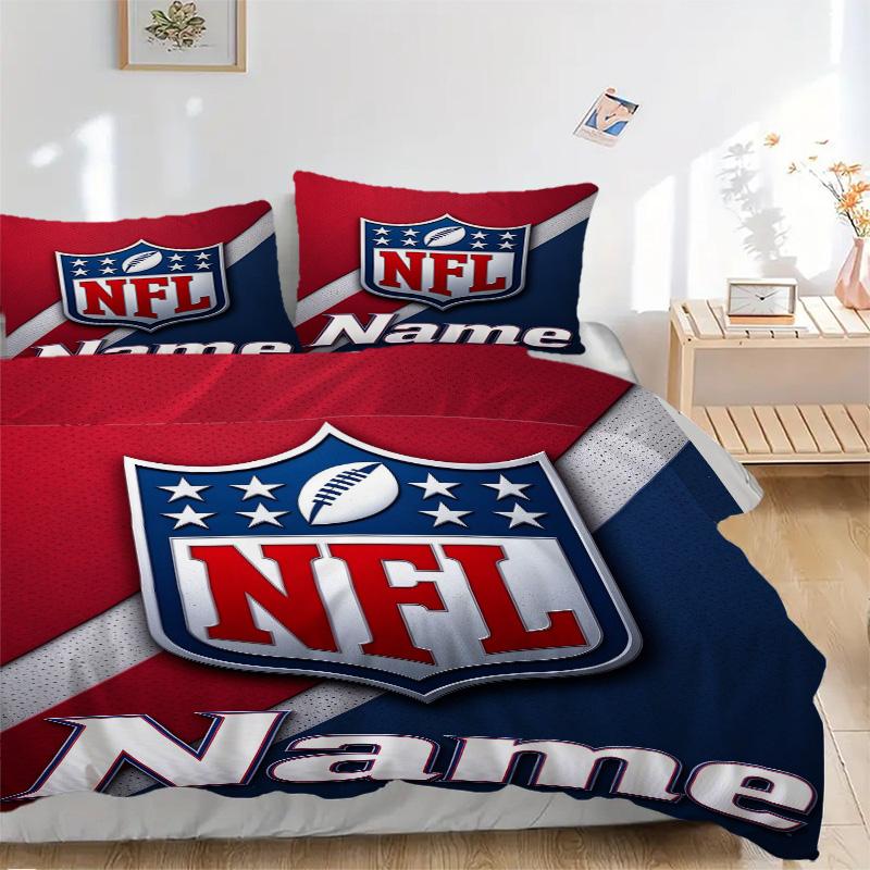Personalized Nfl Team Soft Bedding 3 Piece Set HD Print Duvet Cover Pillowcases for Teens Adult Bedroom Decoration Christmas Gift C10397