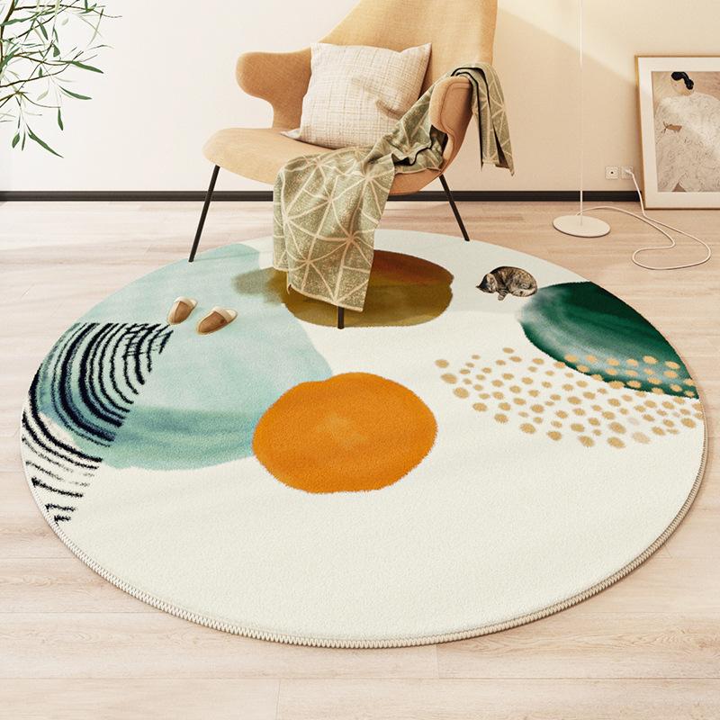 Modern Style Round Living Room Carpet Children's Room Bedroom Crawling Mat Warm Bed Blanket Thick Washable Mat