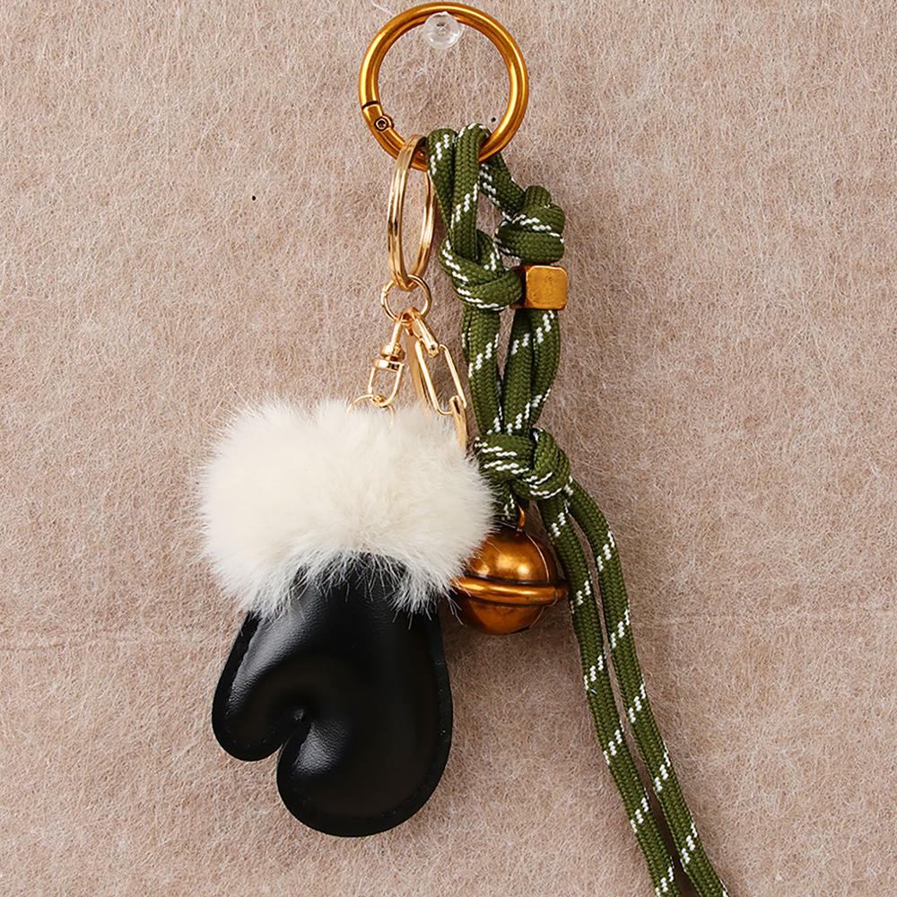 Fashion Leather Plush Gloves New Personalized Cute Creative Woven Rope Bell Pendant Accessories Gifts Bag Charm