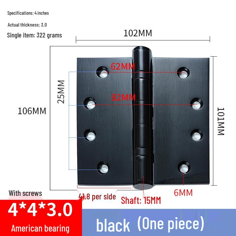 304 Stainless Steel American-Style Widened Hinge for Wood, Metal, and Fire Doors