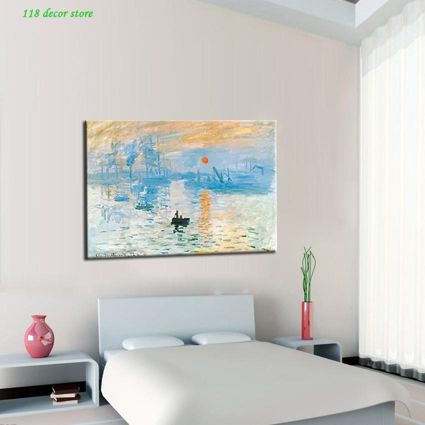 Famous Abstract Canvas Painting Claude Monet Impression Sunrise Digital Print Poster Wall Art Picture for Living Room Home Decor
