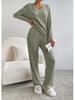 European & American Autumn/Winter Two-Piece Set: V-Neck Ribbed Knit & Casual Straight-Leg Pants