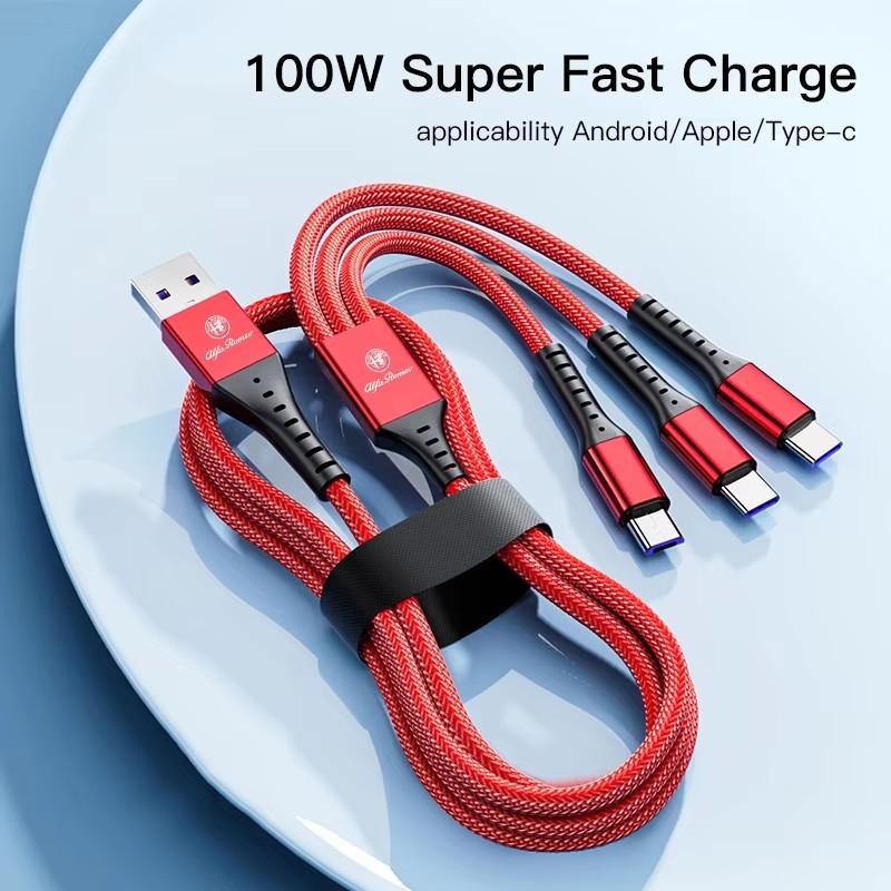 Car Interior Charger 3 In 1 Charging Cable Auto Accessories For Alfa Romeo Giulietta Mito 159 Giulia Stelvio 156 147 Tonale ofh853