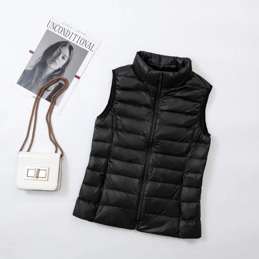 Women's Lightweight Down Vest, Stand-Up Collar, Plus Size 200 Jin, Autumn/Winter Outerwear