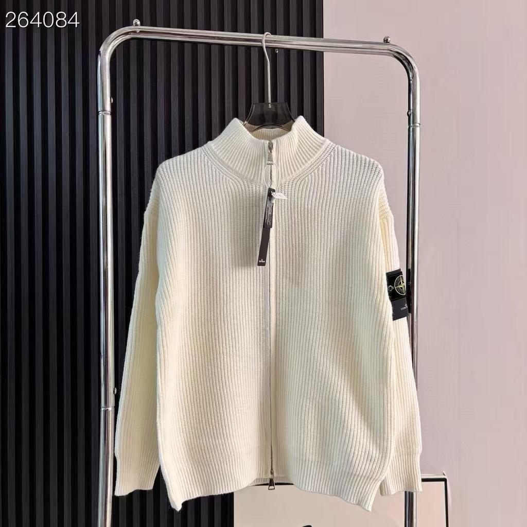 STONESLAND Unisex Stand Collar Zippered Sweater