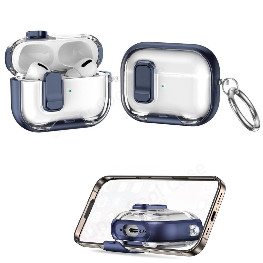 For AirPods Pro 3 Earphone Cases Safety Lock & Phone Stand Design for AirPods Pro 3 Full Drop Protective Cover for AirPods Pro 3