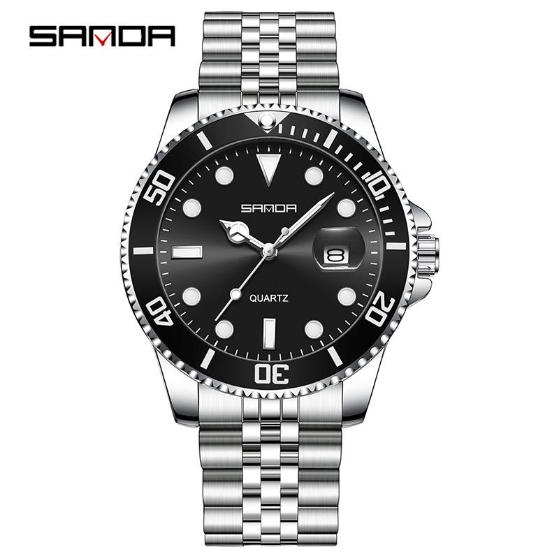 Men's Green Water Ghost Luminous Quartz Watch - Simple, Fashionable, Waterproof Business Design by Sanda.