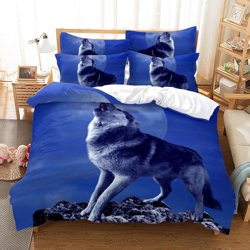 3D Printing Wolf Soft with Soft Fabric Duvet Cover - Wolf featuring Mechanical Eye, for Children Kids, Tens & Adult Peoples