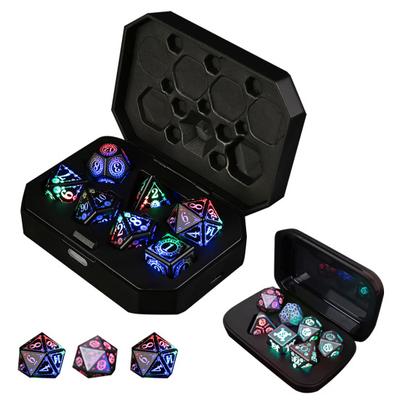 1 Set LED Light-up Dice USB Rechargeable RGB Glowing Multi-sides Dice D4 D6 D8 D10 D12 D20 Flashing Dice Family Night Party Board Game Essentials