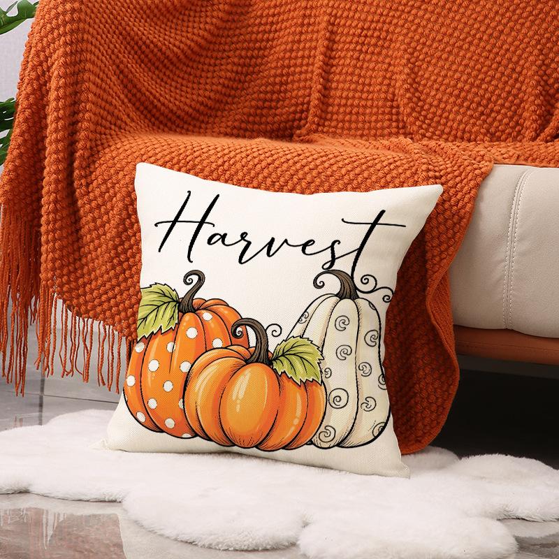 

New Autumn Pumpkin Pillow Cover Thanksgiving Decorative Seat Cushion Indoor Versatile Bedroom Bedside Cushion 45 * 45Cm (single pillowcase)