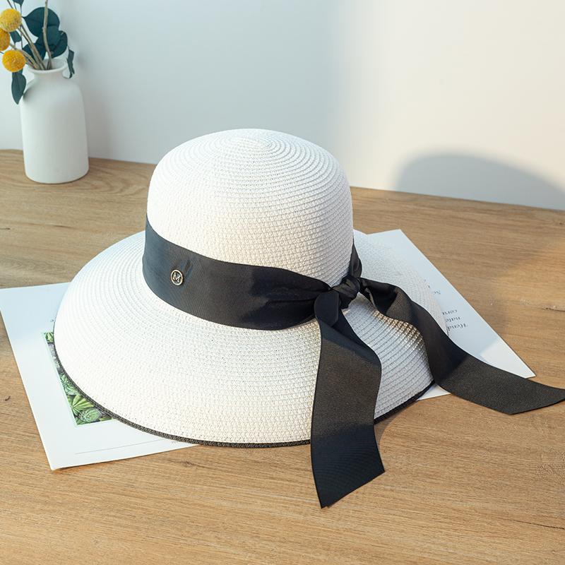 summer women s Hepburn hats sun protection hat sun hats summer straw hat sun visor Beach sun protection Bucket hats for women 56-58cmAdjustable