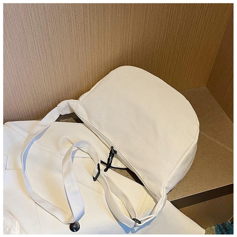 Canvas Bag Women New Korean Style Minimalist Student Instagram Hong Kong Style Shoulder Crossbody Bag Messenger Bag